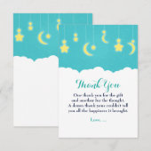 星 月 & 雲 ベビーシャワー 感謝カード (正面/裏面)