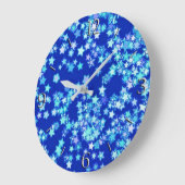 星、濃い青に対淡い色のする青の影 ラージ壁時計 (傾斜)