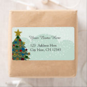 星、球根、雪のあるクリスマスツリー ラベル (インサイチュ)