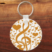 星、聴き、音楽ノート、金ゴールド_ キーホルダー (正面)