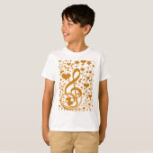 星、聴き、音楽ノート、金ゴールド_ Tシャツ (正面フル)