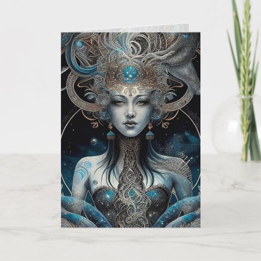 星、銀河、女性の挨拶/メモカード カード (正面)