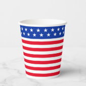 星（青と赤の白） ストライプの 紙コップ (正面)
