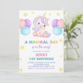 星 風船 ユニコーンの誕生日招待状 招待状 (スタンド正面)