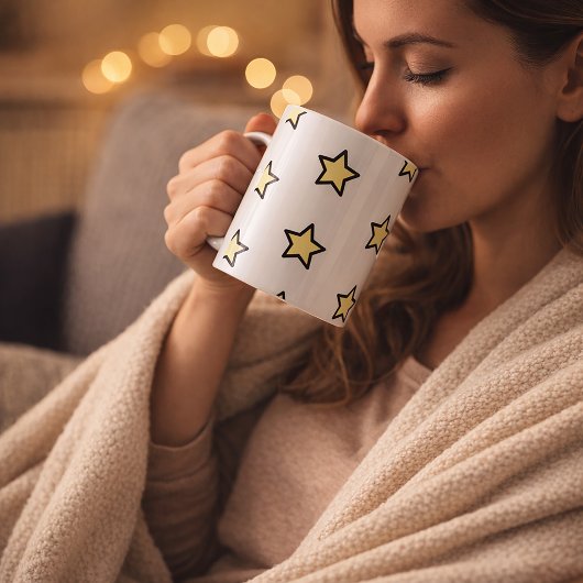 星 黄色いパステル模様 コーヒーマグカップ