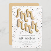 星nゴールドフォイルバルーン型サプライズ誕生日 招待状 (正面/裏面)