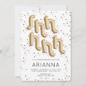 星nゴールドフォイルバルーン型サプライズ誕生日 招待状 (正面)