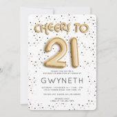 星nゴールドフォイルバルーン21歳の誕生日 招待状 (正面)