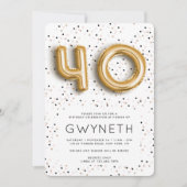 星n金箔風船型40歳の誕生日 招待状 (正面)