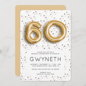 星n金箔風船型60誕生日 招待状 (正面/裏面)