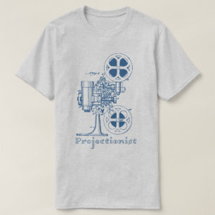 映写技師のTシャツ(青いデザイン) Tシャツ