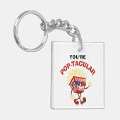 映画おもしろい好き向けレトロクールユーモアのポップコーン キーホルダー (正面左)