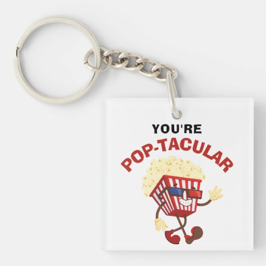 映画おもしろい好き向けレトロクールユーモアのポップコーン キーホルダー (正面)
