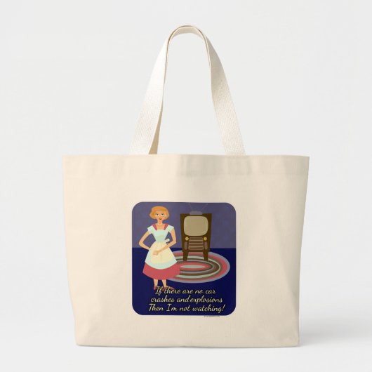 映画おもしろい恋人の主婦キッチュレトロアート ラージトートバッグ (正面)