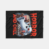 映画と冷たい不気味幽霊映画愛好家への贈り物 フリースブランケット (正面(横))