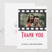 映画と花をテーマにした結婚式のお礼カード サンキューカード (正面/裏面)