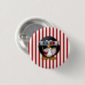 映画のかわいい漫画のペンギンはとの縞で飾ります 缶バッジ (正面&裏面)