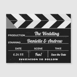 映画のクラップボード白黒の結婚式が日付を保存