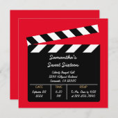 映画のクラップボード スイート16の誕生日パーティー招待状 招待状 (正面/裏面)