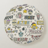 映画のジャンル。テレビ番組、シリーズドッドルのおもしろいvintag ラウンドクッション (裏面)