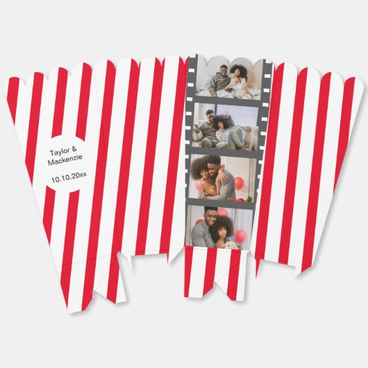 映画のストリップが飾られた、パーソナライズされたウェディング フェイバーボックス (見開き)