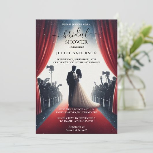 映画のチケットを最も大きく人気があるブライダルシャワー 招待状 (スタンド正面)