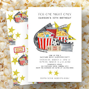 映画のテーマの裏庭での前夜祭パーティー 誕生日 招待状