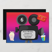 映画のテーマをカスタマイズできる誕生日パーティー 招待状 (正面/裏面)