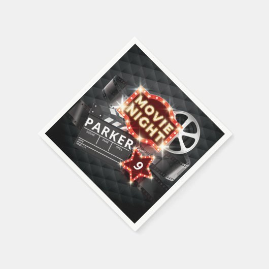映画のナイトラグジュアリーパーソナライズされた スタンダードカクテルナプキン (角)