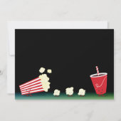 映画のナイト誕生日に笑顔のポップコーンブラックグリーン 招待状 (裏面)