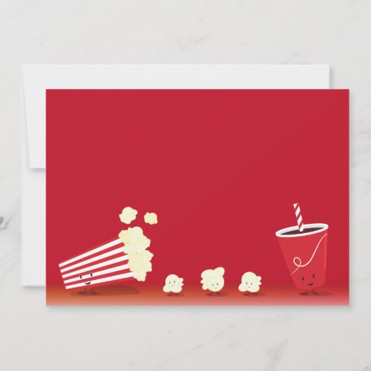 映画のナイト誕生日に笑顔ポップコーン漫画の子ども 招待状 (裏面)