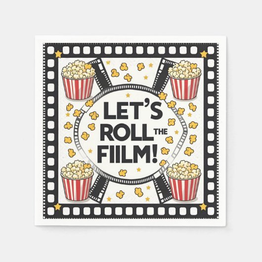映画のナ転がプキンスを見よう | ポップコーン映画夜 スタンダードカクテルナプキン (正面)