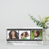 映画のフィルムストリップを使った卒業写真カード 案内状 (スタンド正面)