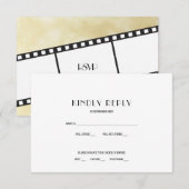 映画のフィルムストリップ 結婚式の出欠確認 返信 ご招待 招待状 (正面/裏面)