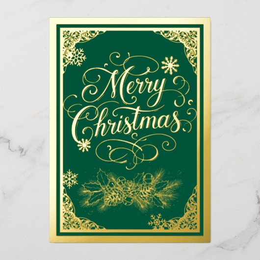 映画のボーダーと写真が入ったクリスマス 箔シーズンカード (正面)