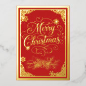 映画のボーダーと写真が入ったクリスマス 箔シーズンカード (正面)