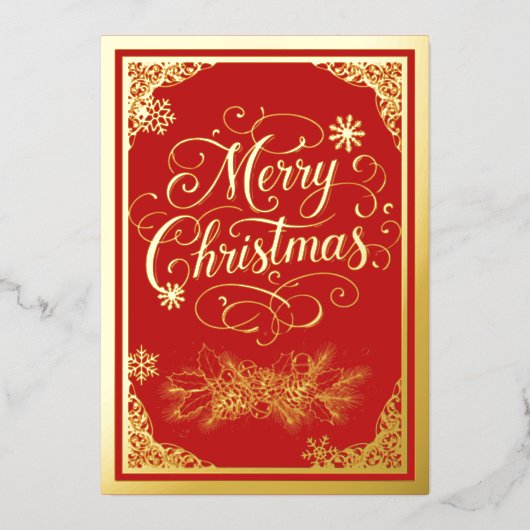 映画のボーダーと写真が入ったクリスマス 箔シーズンカード (正面)