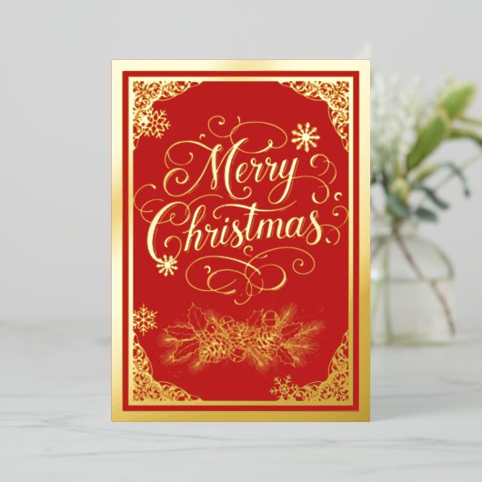 映画のボーダーと写真が入ったクリスマス 箔シーズンカード (立ち正面)