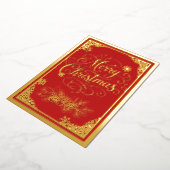 映画のボーダーと写真が入ったクリスマス 箔シーズンカード (回転した状態)