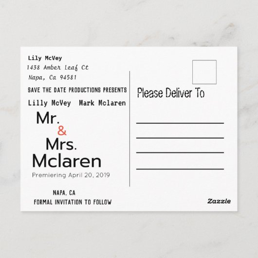 映画のポスターの模擬保存 ポストカード (裏面)