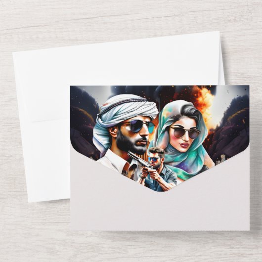 映画のポスタースパイドラマのアラビアのスリラー大人 オールインワン招待状 (裏面)