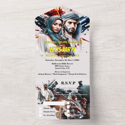 映画のポスタースパイドラマのアラビアのスリラー大人 オールインワン招待状 (内側)