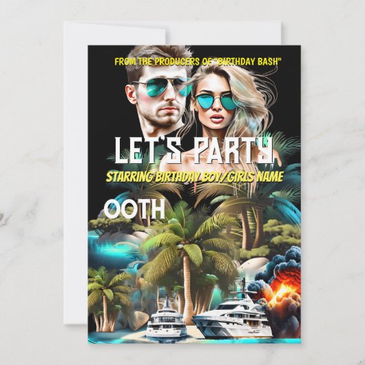 映画のポスタービーチスリラーヨットアドベンチャー大人 招待状 (正面)