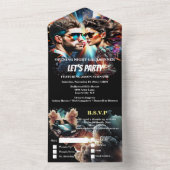 映画のポスター大人の誕生日ディナーイベント オールインワン招待状 (内側)