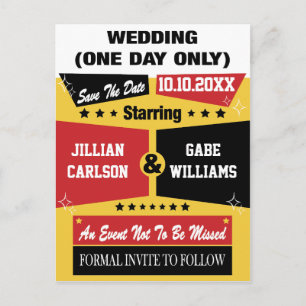 映画のポスター結婚式の日付を保存 案内ポストカード
