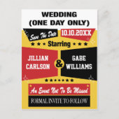 映画のポスター結婚式の日付を保存 案内ポストカード (正面)