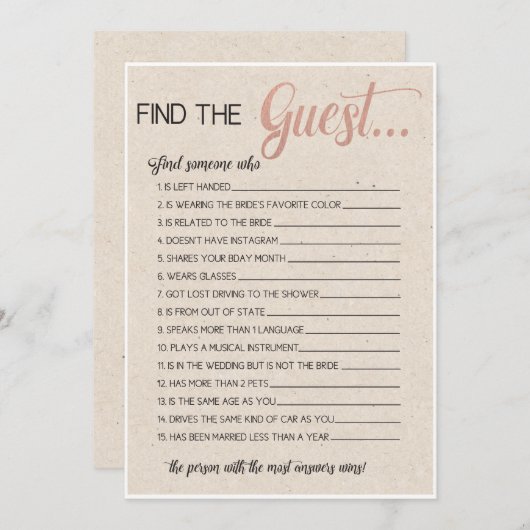 映画のラブソングをマッチさせる ブライダルシャワーゲーム (正面/裏面)