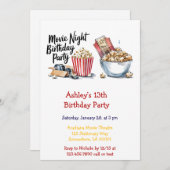 映画の夜とポップコーンキッドの誕生日パーティー 招待状 (正面/裏面)