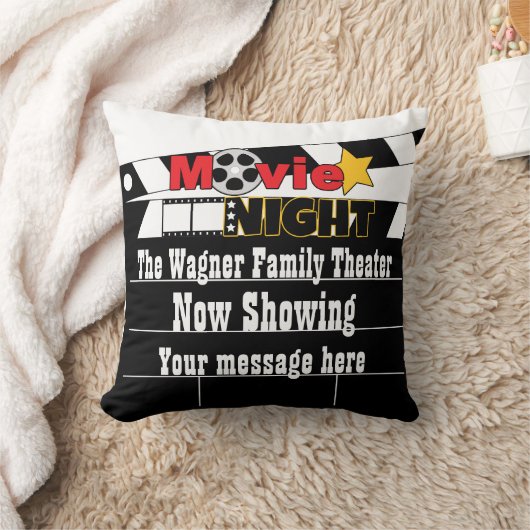 映画の夜のクラップボード追加の名前メッセージシアター クッション (ブランケット)