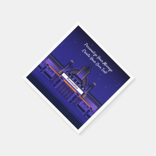 映画の夜のシネマシアターマーケのパーソナライズ スタンダードカクテルナプキン (角)